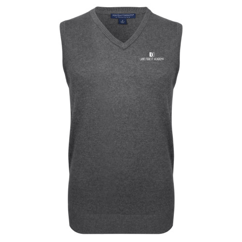  Charcoal VNeck Sweater Vest - LFA Book & Bell Wordmark Vertical