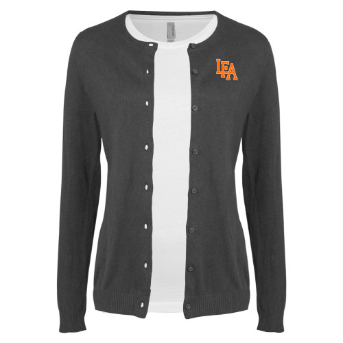  Womens Charcoal Cardigan Sweater - LFA Mark