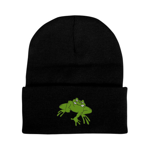  Black Knit Beanie w/Cuff - Caxy Frog