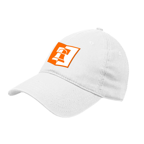  White Unstructured Adjustable Low Profile Hat - Book & Bell Mark