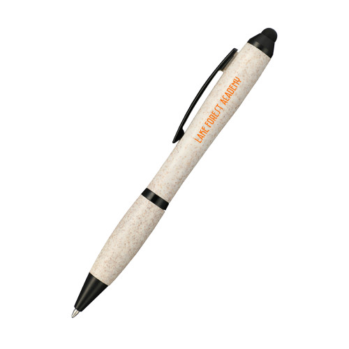  Nash Wheat Straw Ballpoint Beige Stylus Pen - Lake Forest Academy Wordmark