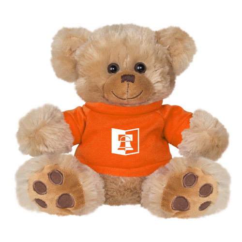  Plush Big Paw 8 1/2 inch Brown Bear w/Orange Shirt - Book & Bell Mark