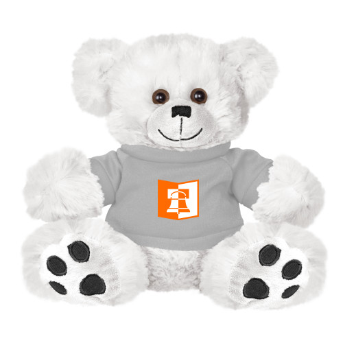  Plush Big Paw 8 1/2 inch White Bear w/Grey Shirt - Book & Bell Mark