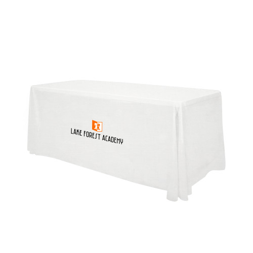  White 6 foot Table Throw - LFA Book & Bell Wordmark Vertical