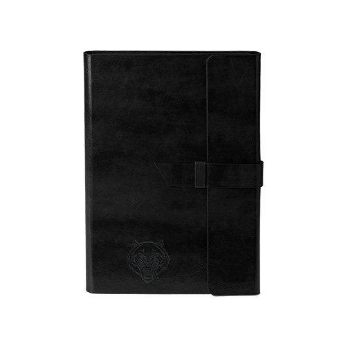  Fabrizio Junior Black Portfolio w/Loop Closure - Tiger Head Engraved