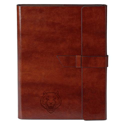  Fabrizio Brown Portfolio w/Loop Closure - Tiger Head Engraved