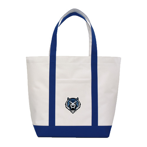  Contender White/Navy Canvas Tote - Tiger Head