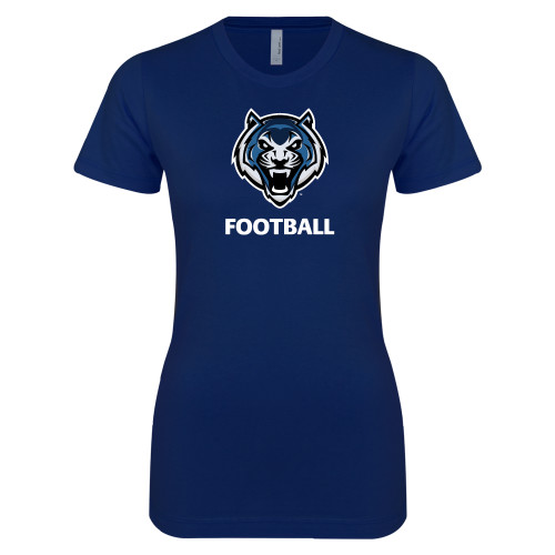  Next Level Womens Navy Boyfriend Tee - Football