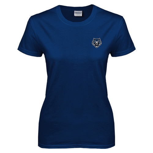  Womens Short Sleeve Navy Tee - Tiger Head