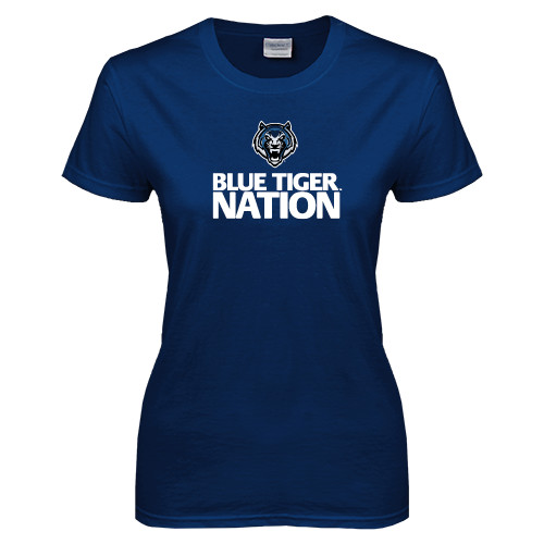  Womens Short Sleeve Navy Tee - Blue Tiger Nation