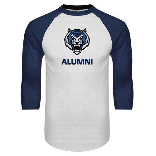  White/Navy Raglan Baseball T Shirt - Alumni