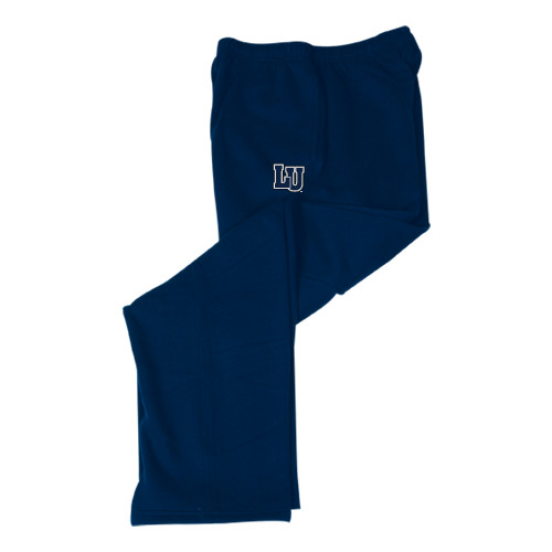  Navy Fleece Open Bottom Pant - Interlocking LU