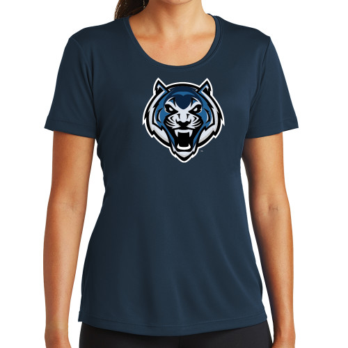  Womens Navy Performance Tee - Tiger Head