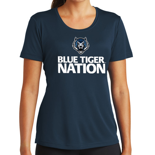  Womens Navy Performance Tee - Blue Tiger Nation