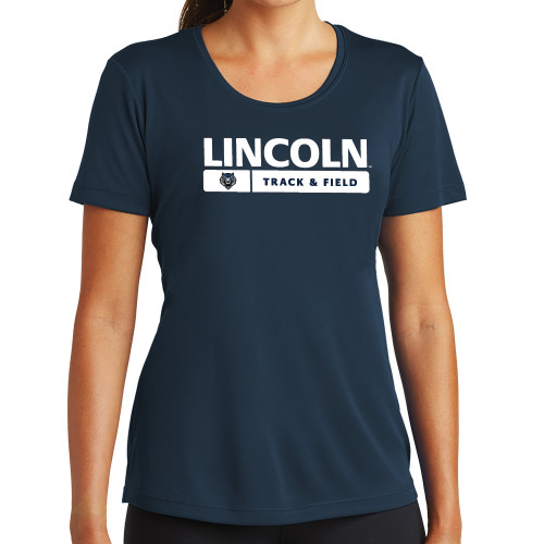  Womens Navy Performance Tee - Lincoln Track & Field Bar