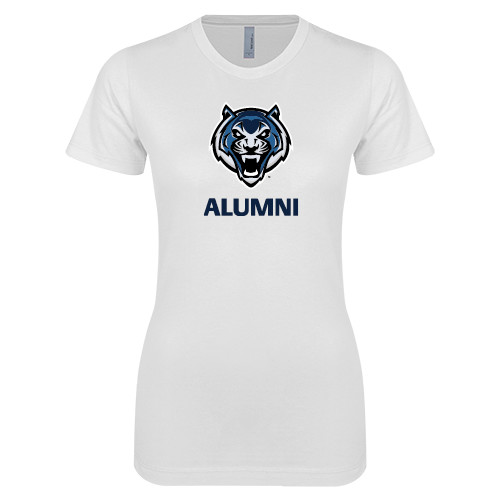  Next Level Womens White Boyfriend Tee - Alumni