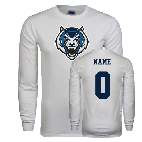  White Long Sleeve T Shirt - Tiger Head