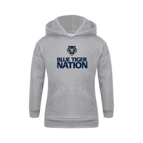  Youth Grey Fleece Hood - Blue Tiger Nation