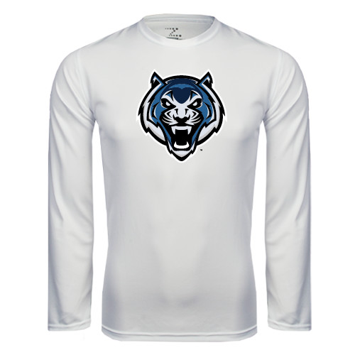  White Performance Long Sleeve Shirt - Tiger Head