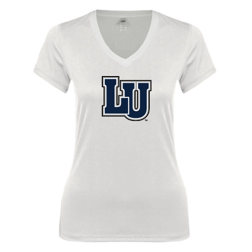  Next Level Womens White Ideal V Tee - Interlocking LU