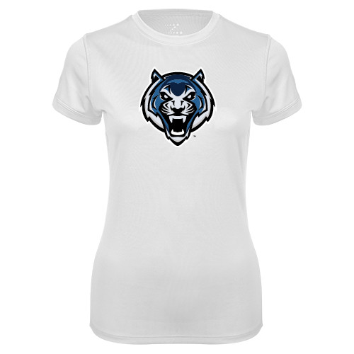  Womens White Performance Tee - Tiger Head