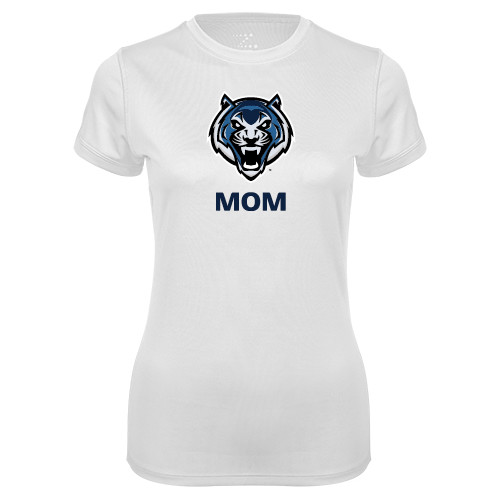  Womens White Performance Tee - Mom