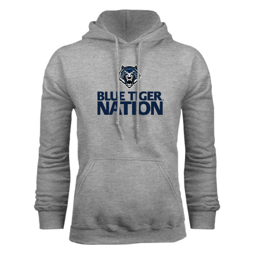  Grey Fleece Hoodie - Blue Tiger Nation