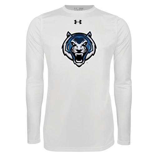  Under Armour White Long Sleeve Tech Tee - Tiger Head