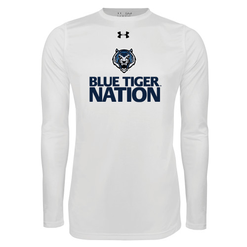  Under Armour White Long Sleeve Tech Tee - Blue Tiger Nation