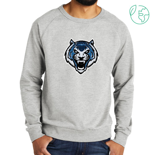  Allmade Light Grey Organic French Terry Crewneck Sweatshirt - Tiger Head