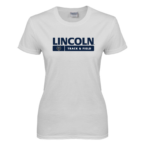  Womens White Short Sleeve Tee - Lincoln Track & Field Bar