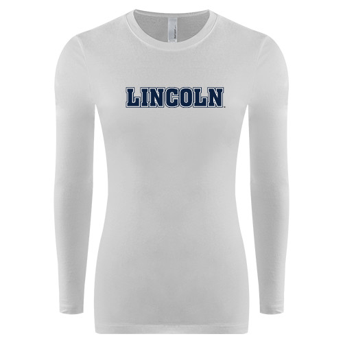  Womens White Long Sleeve V Neck Tee - Lincoln