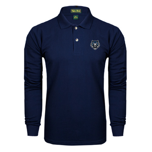  Navy Long Sleeve Polo - Tiger Head