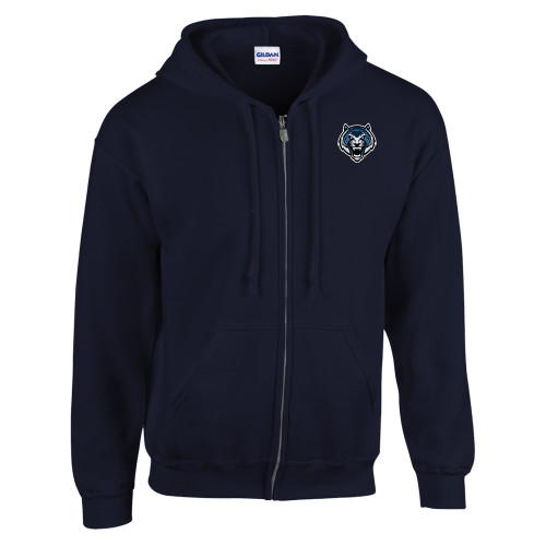  Navy Fleece Full Zip Hoodie - Tiger Head
