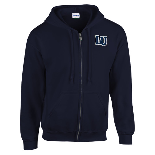  Navy Fleece Full Zip Hoodie - Interlocking LU