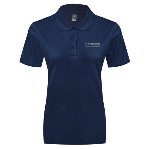  Womens Silk Touch Navy Pique Polo - Lincoln