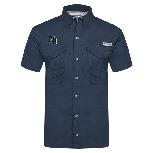  Columbia Navy Tamiami Performance Short Sleeve Shirt - Interlocking LU