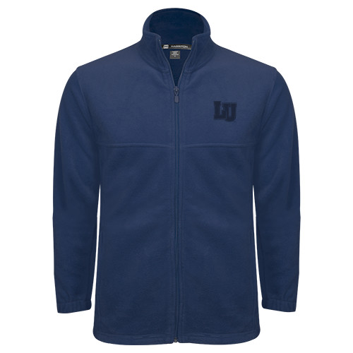  Navy Fleece Full Zip  Jacket - Interlocking LU Tone