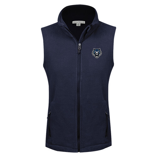  Womens Navy Fleece Full Zip Vest - Tiger Head