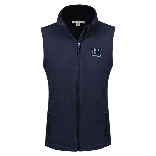  Womens Navy Fleece Full Zip Vest - Interlocking LU