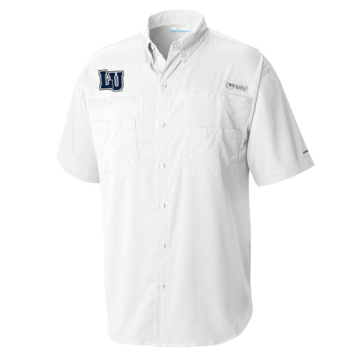  Columbia White Tamiami Performance Short Sleeve Shirt - Interlocking LU
