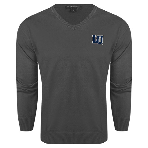  Charcoal Heather VNeck Sweater - Interlocking LU