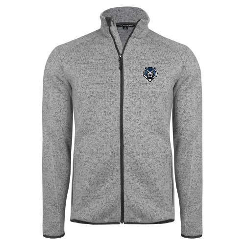  Grey Heather Sweater Fleece Jacket - Tiger Head