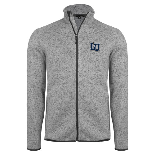  Grey Heather Sweater Fleece Jacket - Interlocking LU