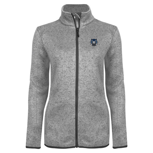  Womens Grey Heather Fleece Jacket - Tiger Head