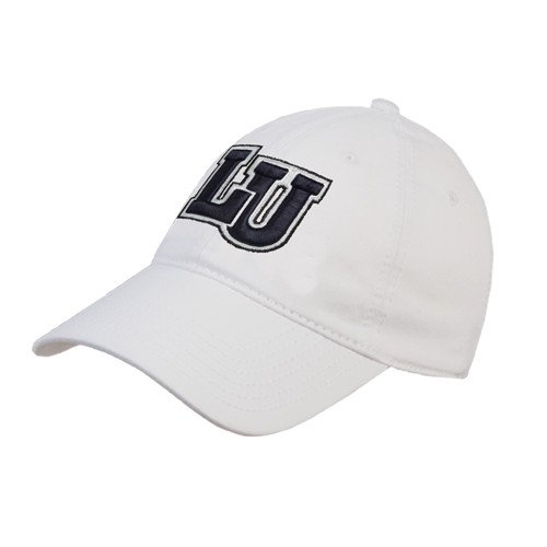  White Unstructured Adjustable Low Profile Hat - Interlocking LU