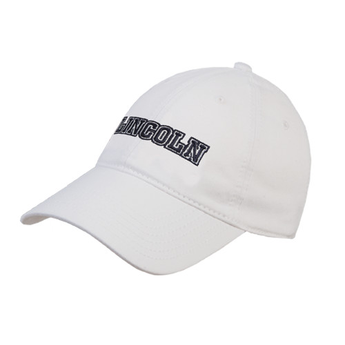  White Unstructured Adjustable Low Profile Hat - Lincoln