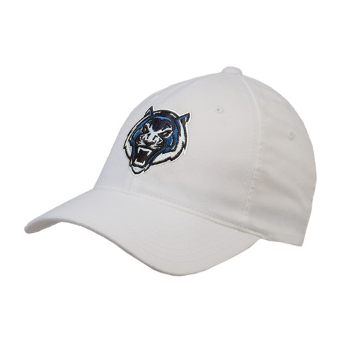  White Flexfit Structured Low Profile Hat - Tiger Head