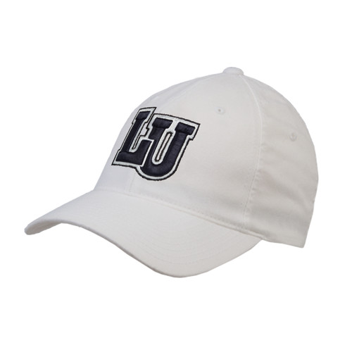  White Flexfit Structured Low Profile Hat - Interlocking LU