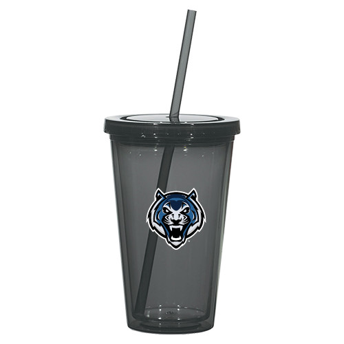  Madison Double Wall Charcoal Tumbler w/Straw 16oz - Tiger Head
